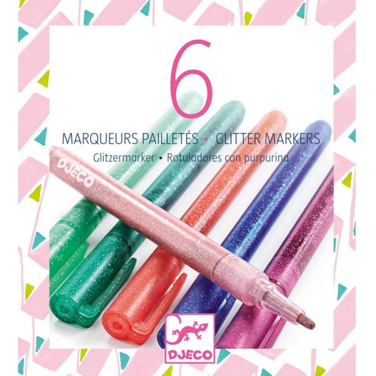 Sweet Glitter Markers 6 LES COULEURS POUR LES GRANDS Djeco