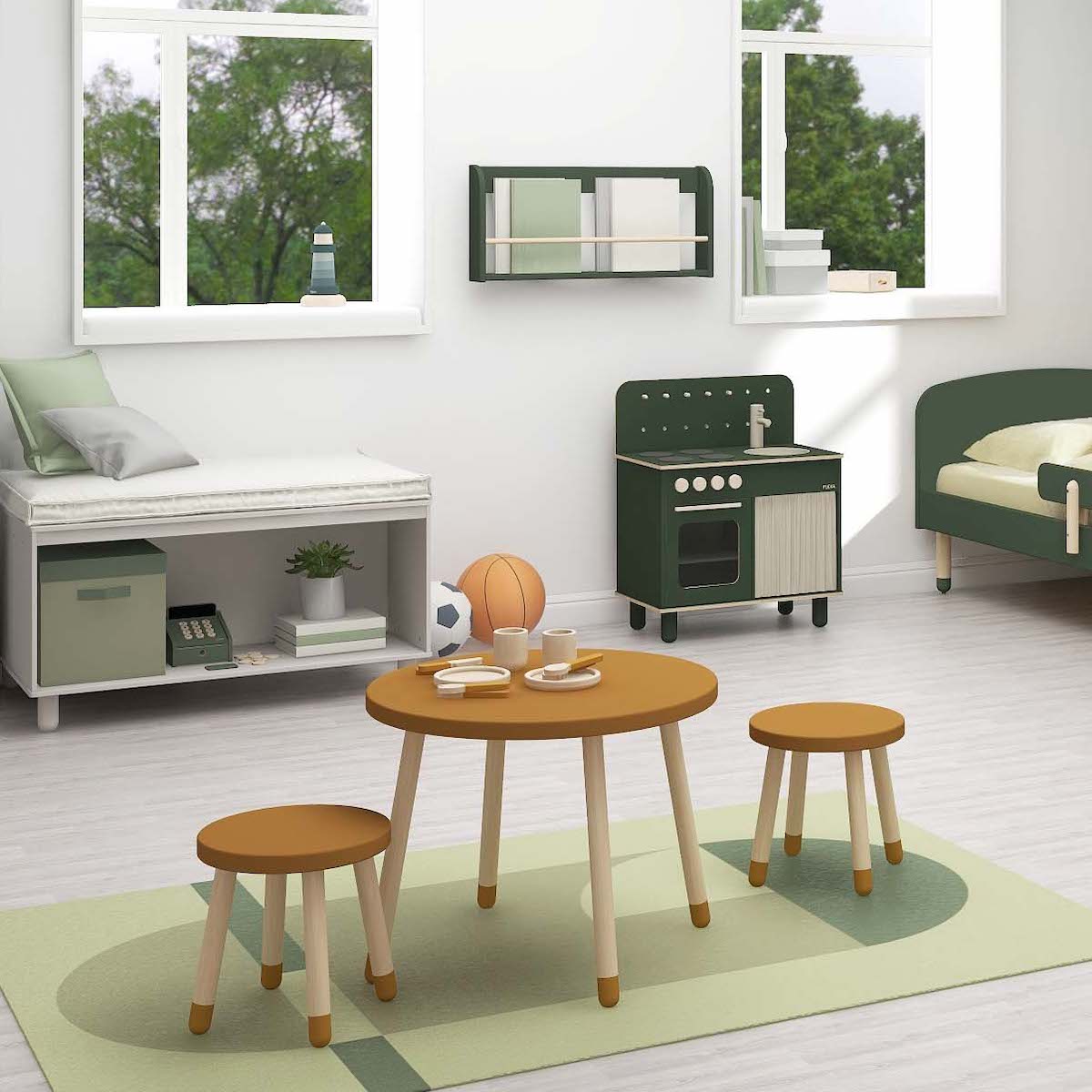 Table DOTS Ø60x47cm  Mustard MDF painted top     Ash legs Flexa