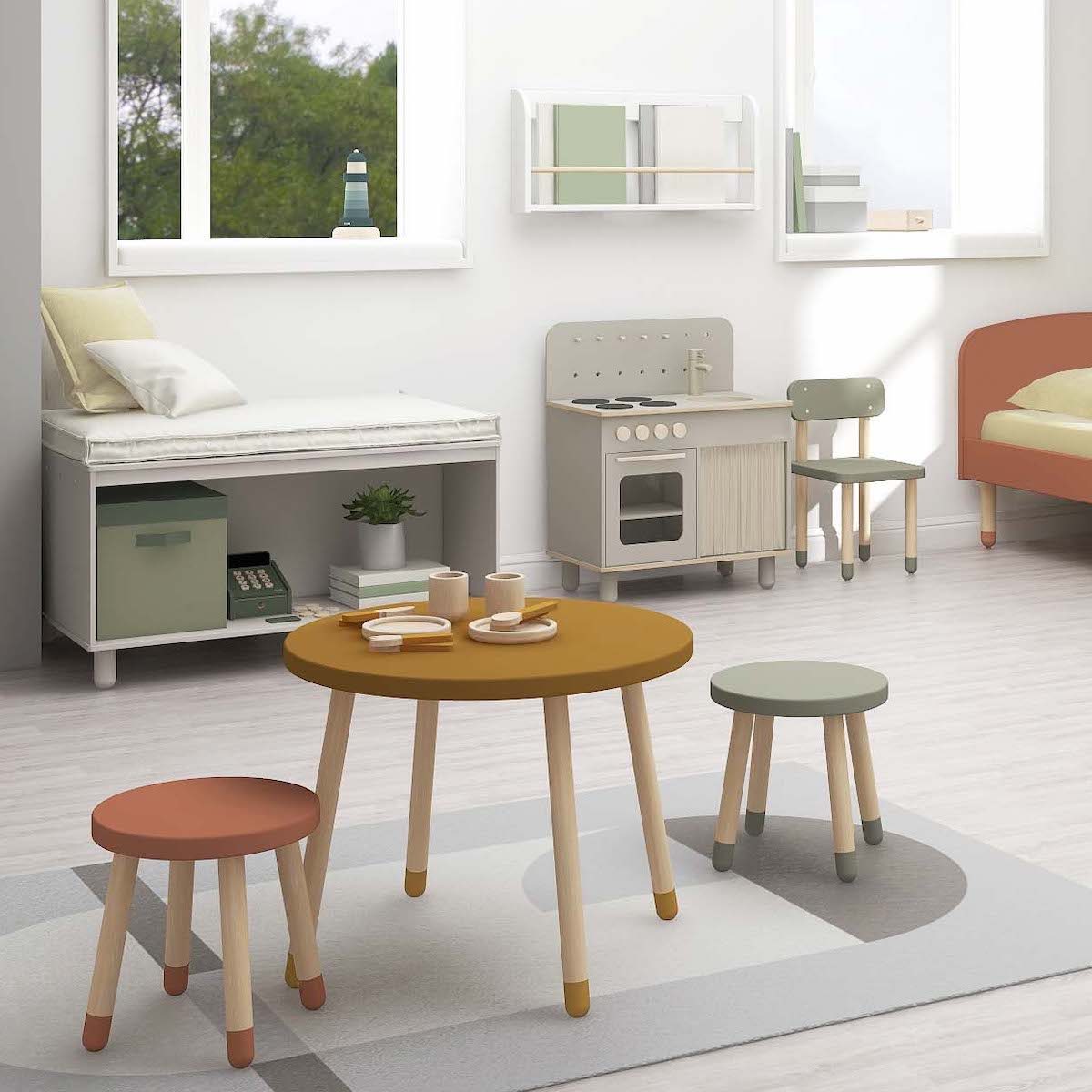 Table DOTS Ø60x47cm  Mustard MDF painted top     Ash legs Flexa