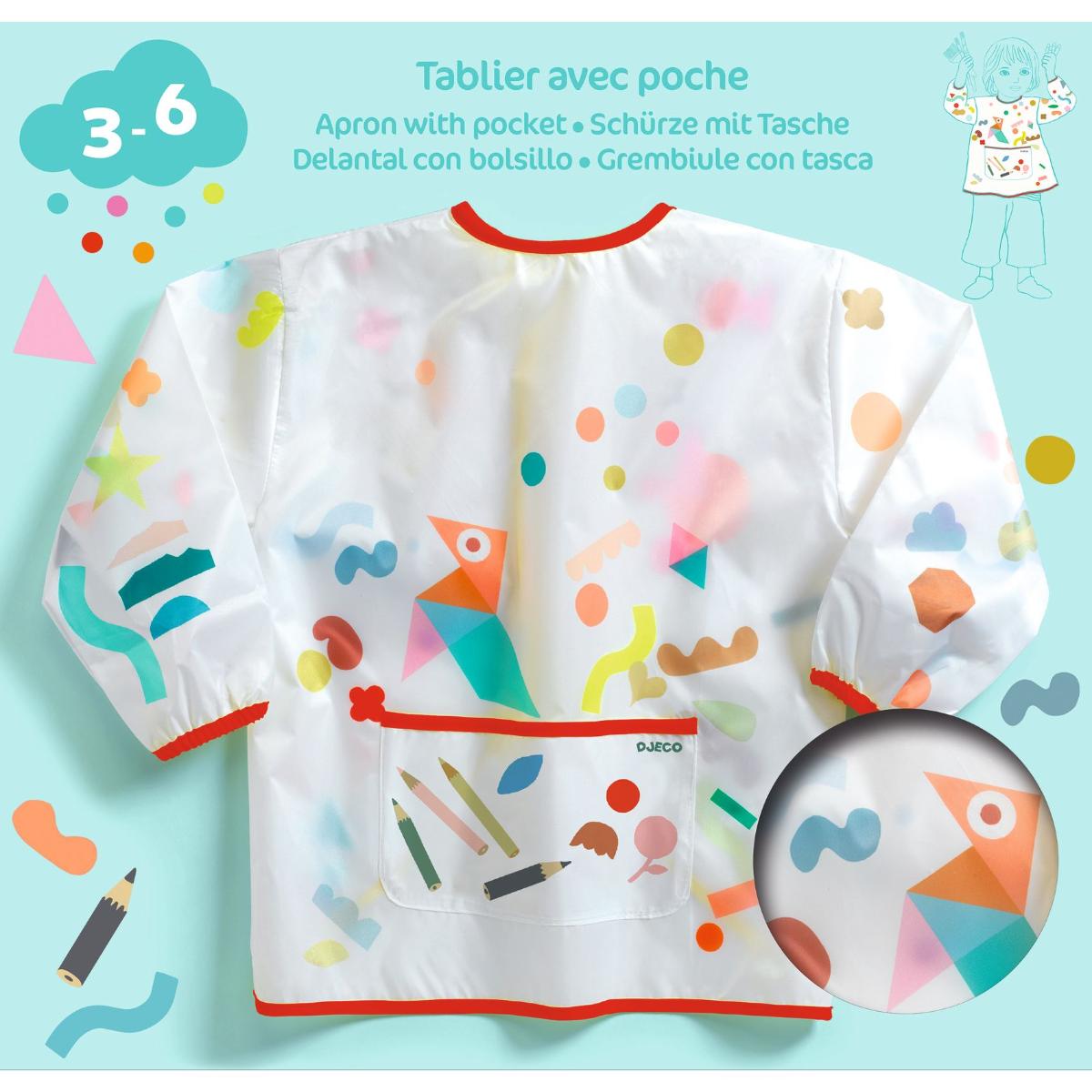 Tablier avec poche - Gommettes et crayons Djeco