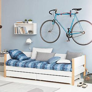 Tagesbett mitwachsend 200x90cm 2 Schubladen NOR Eiche-weiß