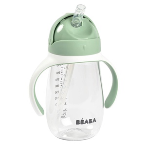 Taza con pajita 300ml Beaba verde salvia