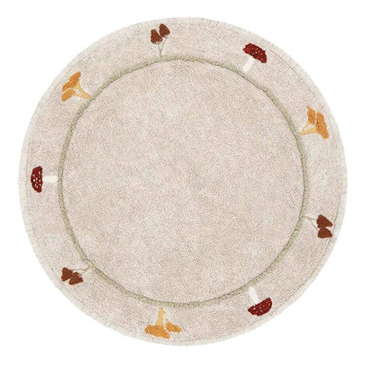 Teppich rund Ø140cm HÜHNE Lorena Canals Natural Olive Honey Ivory Burgundy Toffee