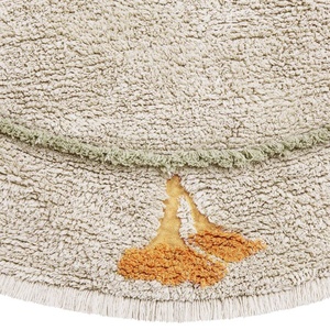 Teppich rund Ø140cm HÜHNE Lorena Canals Natural Olive Honey Ivory Burgundy Toffee