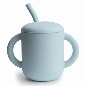 Training Cup + Straw Mushie Powder blue