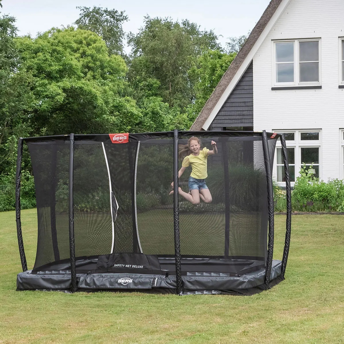 Trampolin 330cm InGround ULTIM CHAMPION + Safety Net Deluxe Berg grey