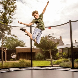 Trampolin 380cm InGround FAVORIT + Safety Net Comfort Berg grey