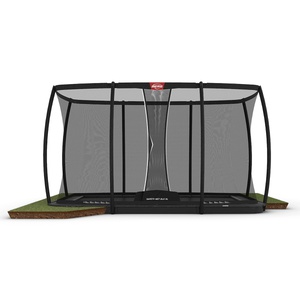 Trampolin 410cm FlatGround ULTIM CHAMPION + Safety Net Deluxe XL Berg grey