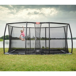 Trampolin 410cm FlatGround ULTIM CHAMPION + Safety Net Deluxe XL Berg grey