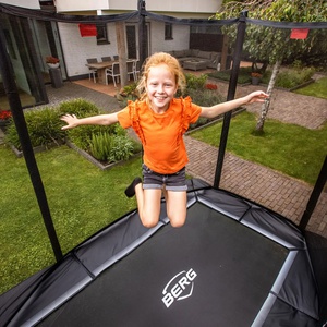 Trampolin 410cm InGround ULTIM FAVORIT + Safety Net Comfort Berg grey