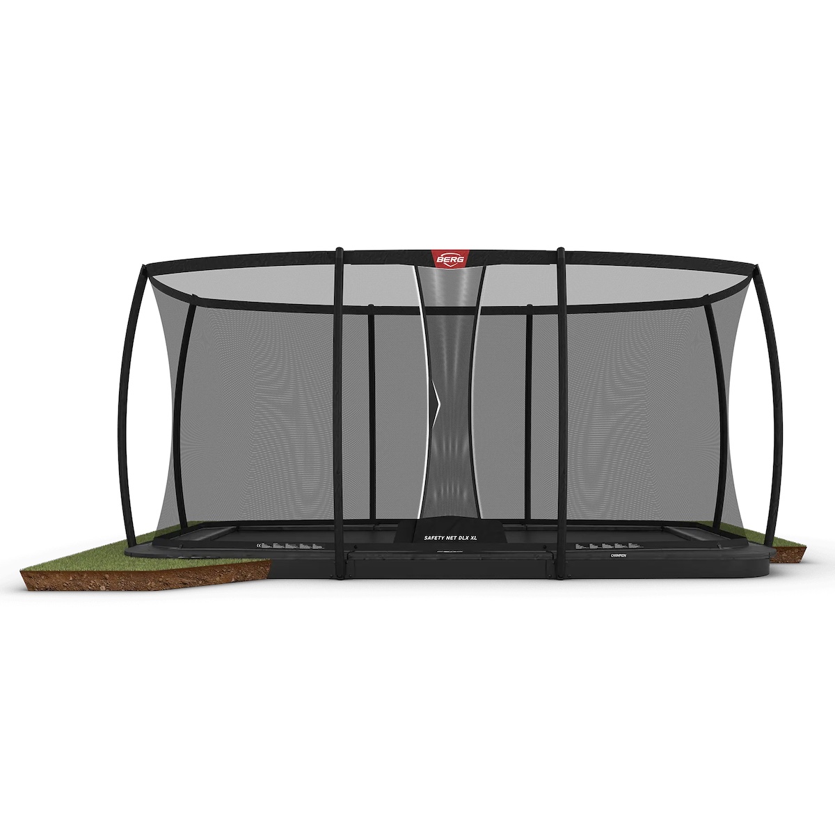 Trampolin 500cm FlatGround ULTIM CHAMPION + Safety Net Deluxe XL Berg grey