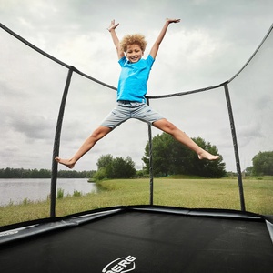 Trampolin 500cm FlatGround ULTIM CHAMPION + Safety Net Deluxe XL Berg grey