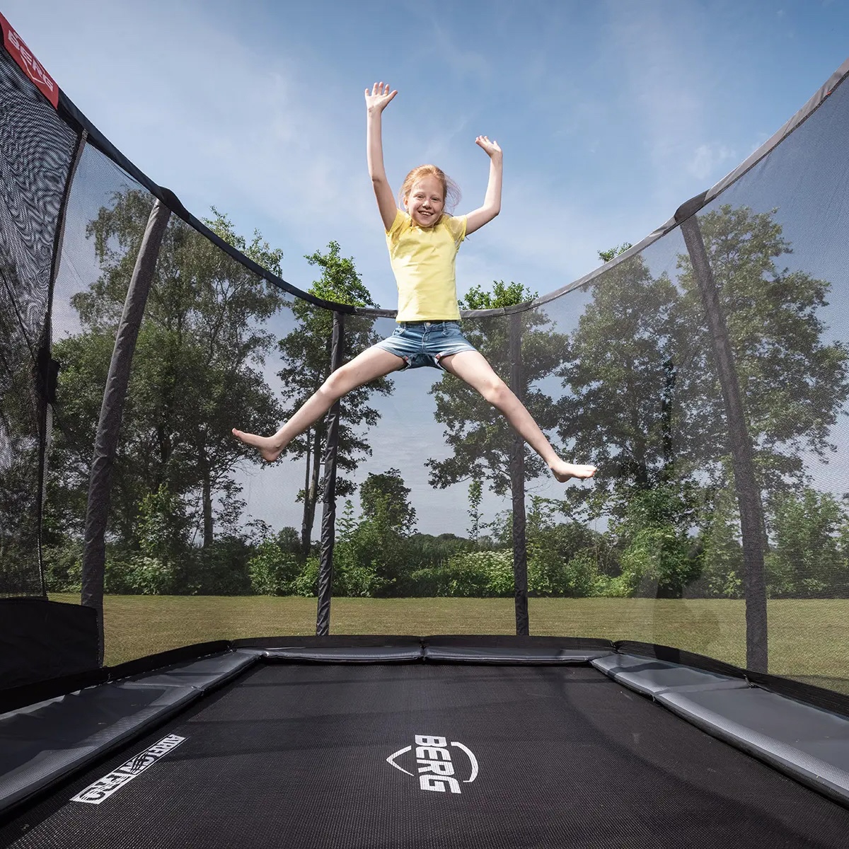 Trampolin 520cm InGround GRAND CHAMPION + Safety Net Deluxe XL Berg grey