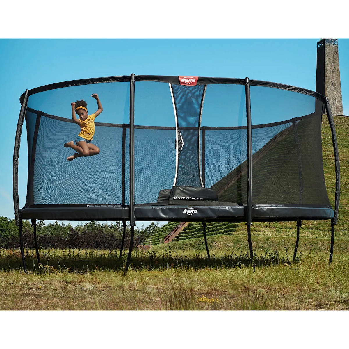 Trampolin 520cm Regular GRAND CHAMPION + Safety Net Deluxe XL Berg grey
