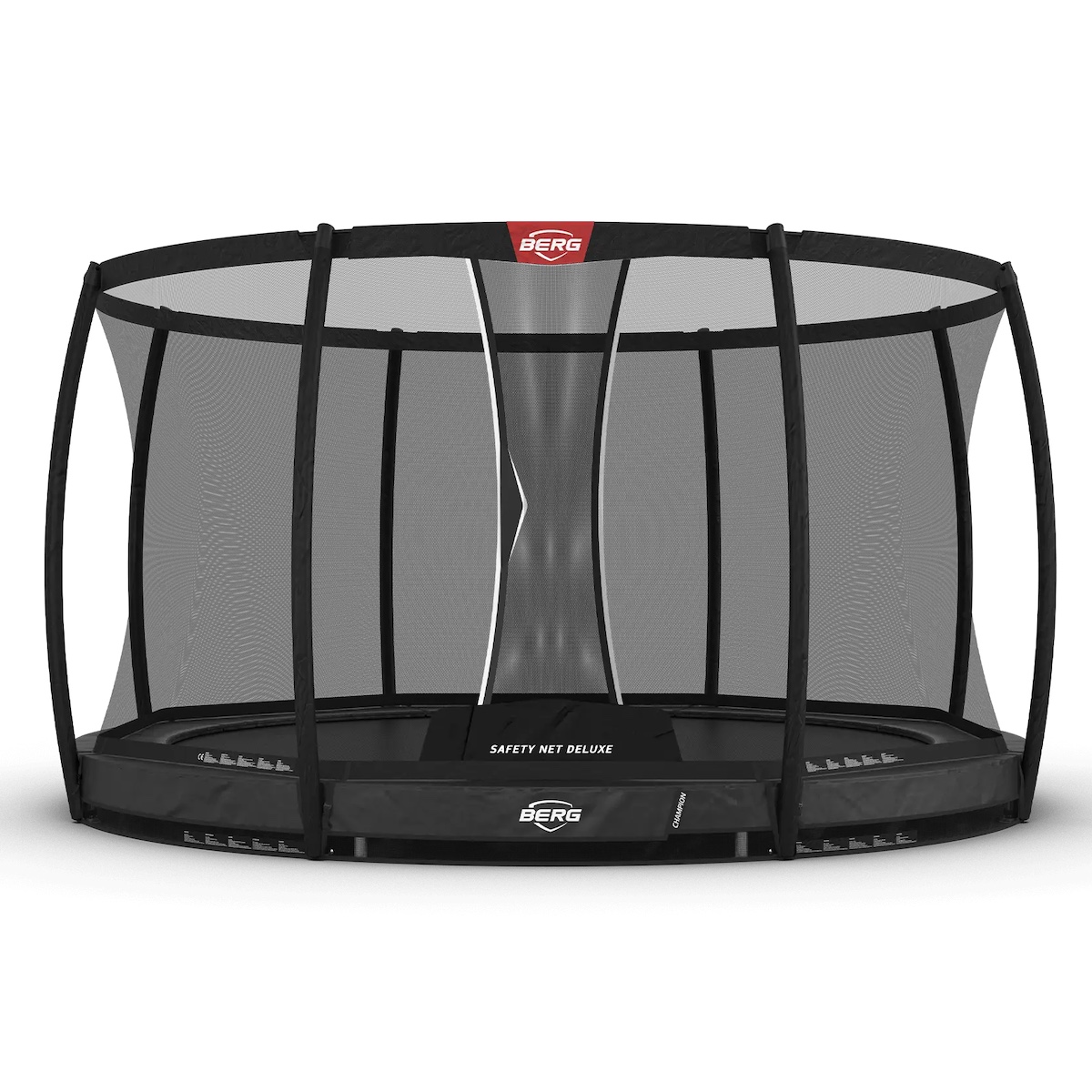Trampolin InGround 3800cm CHAMPION + Safety Net Deluxe Berg grey