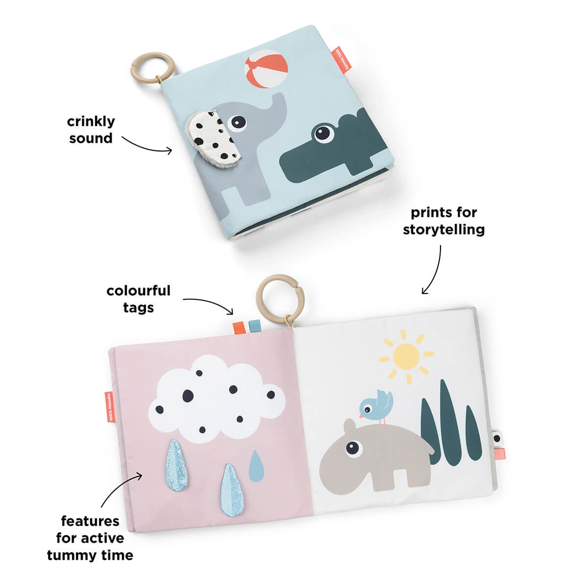 Tummy time soft book Deer friends Colour mix Done by Deer