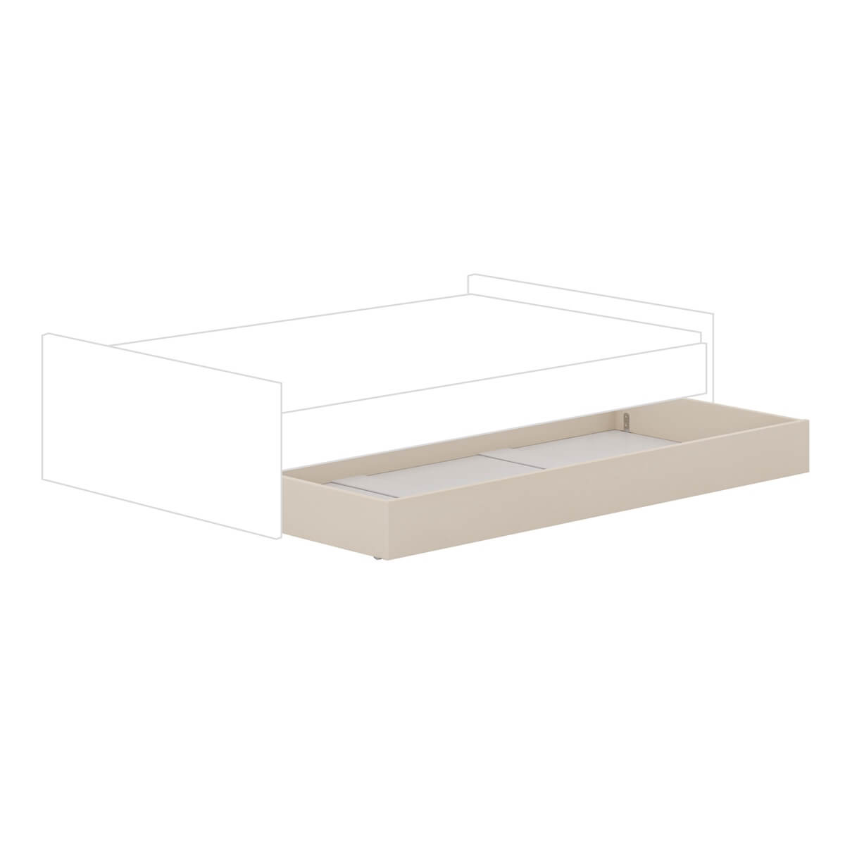 U-BED/BED BOX in Kaschmirbeige, BG 90x190 cm, mit Rollen (für Teppichboden), ein Standard-Federkernrahmen kann eingelegt werden, für Matratze 90 x 190 x ca. 12 cm LITTLE FLO Paidi Beige cashmere