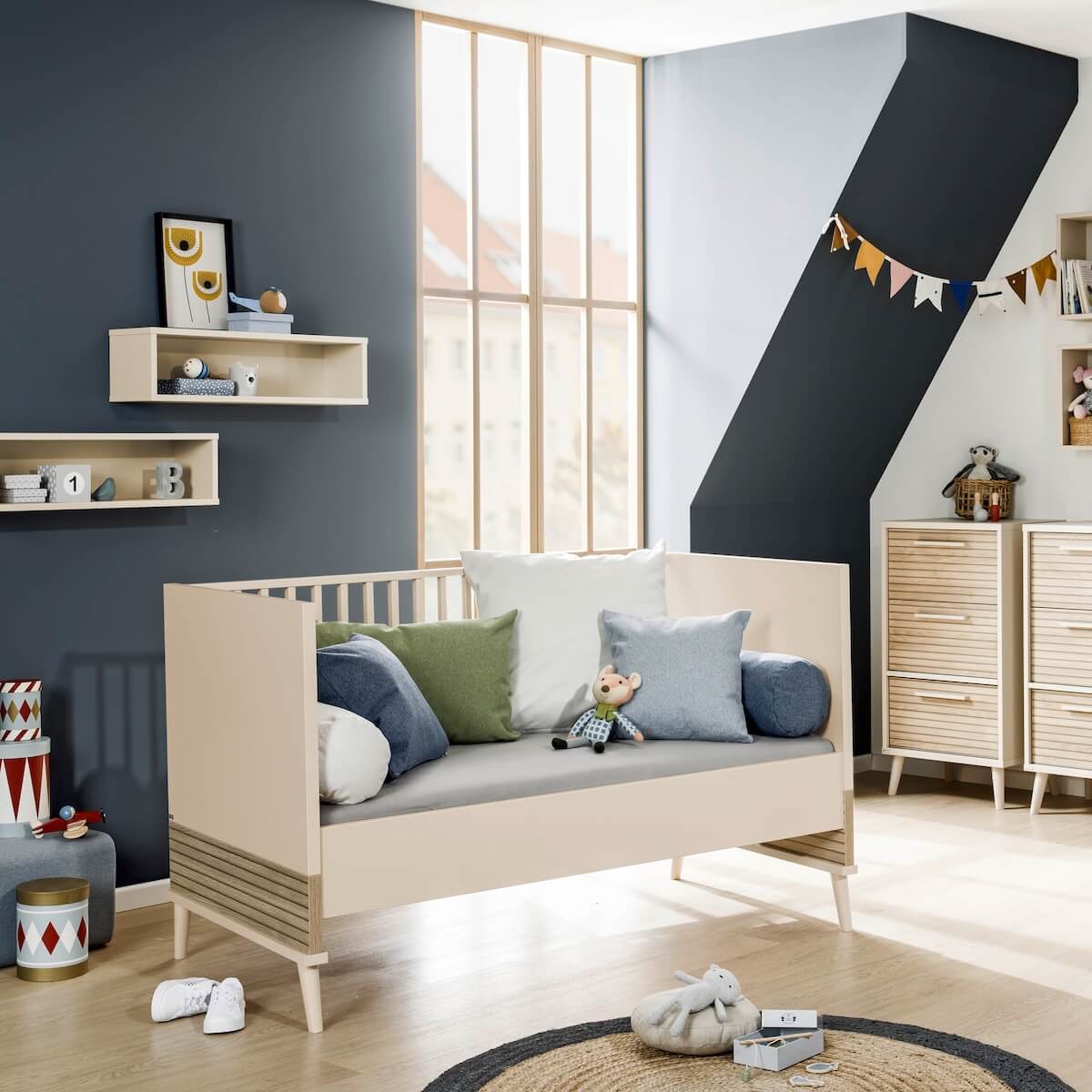Umbauseiten (2St.) für die Umwandlung eines Babybetts in ein Kindersofa Hochbett oder Junior Kaschmir Beige EEFJE Paidi Beige cashmere