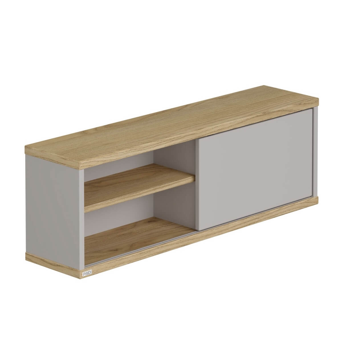 Wandregal 1 Schiebetür, 1 Mittelwand, 1 Regal (kann links oder rechts montiert werden) BENNE Paidi Eiche Montana Schiefergrau