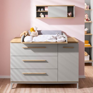 Wandregal 1 Schiebetür, 1 Mittelwand, 1 Regal (kann links oder rechts montiert werden) BENNE Paidi Eiche Montana Schiefergrau