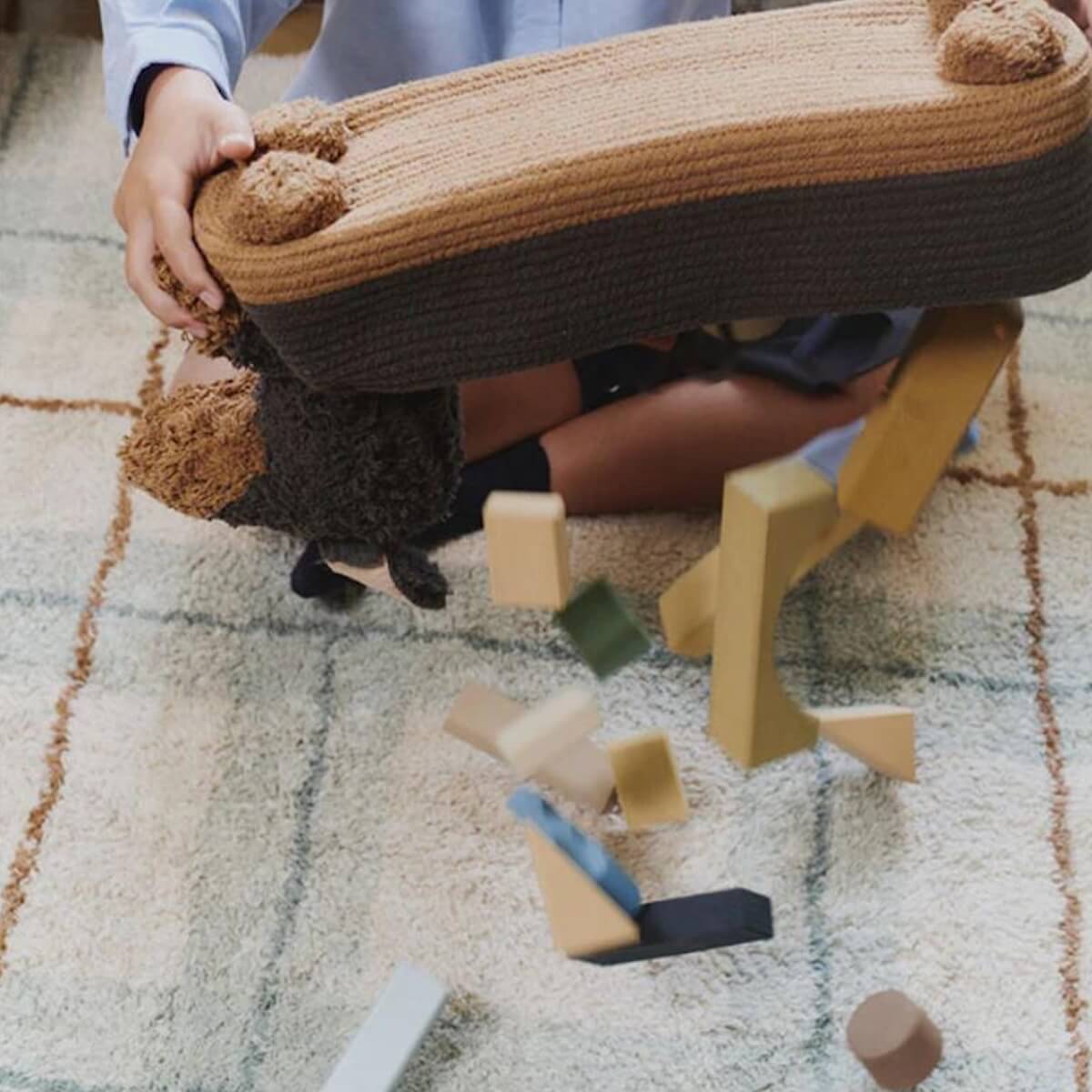 Waschbarer Teppich 140x190cm TARTAN Wouf wouf Lorena Canals blue sage