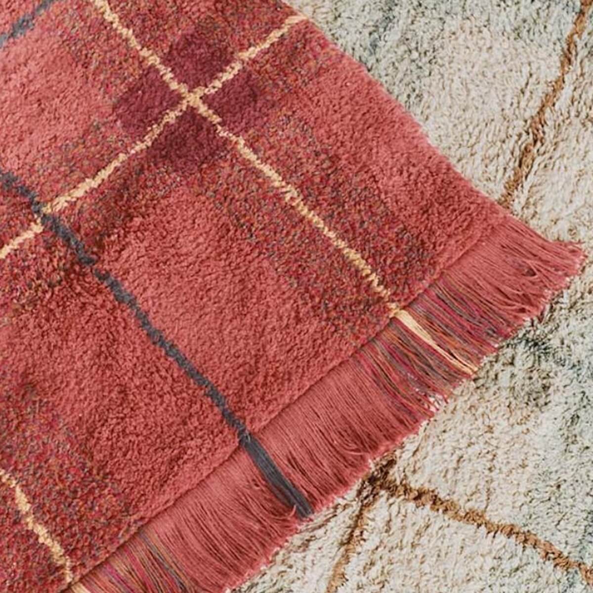 Waschbarer Teppich 90x120cm TARTAN Vintage Wouf wouf Lorena Canals red