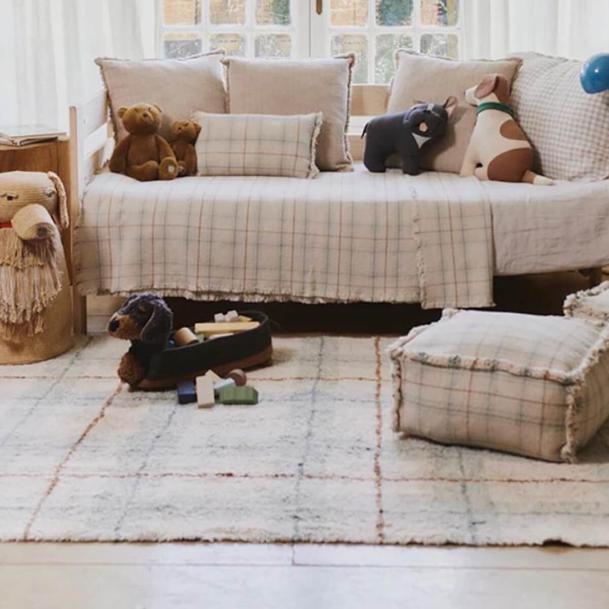 Waschbarer Teppich 90x120cm TARTAN Wouf wouf Lorena Canals blue sage