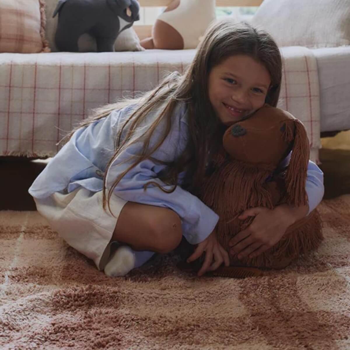 Waschbarer Teppich 90x120cm TARTAN Wouf wouf Lorena Canals rose