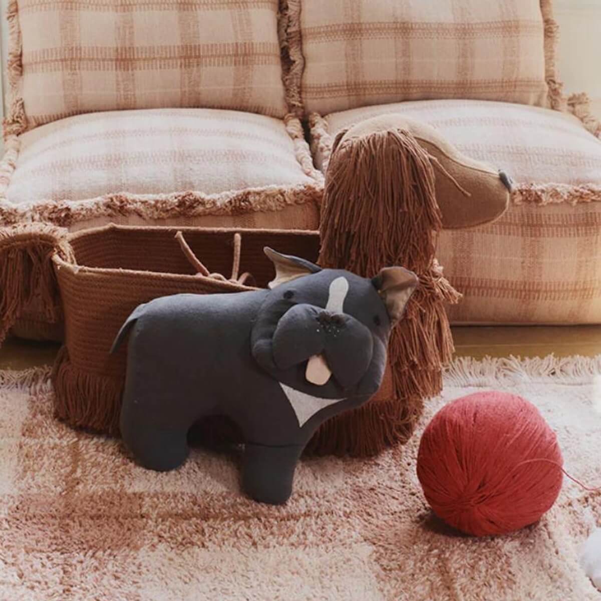 Waschbarer Teppich 90x120cm TARTAN Wouf wouf Lorena Canals rose