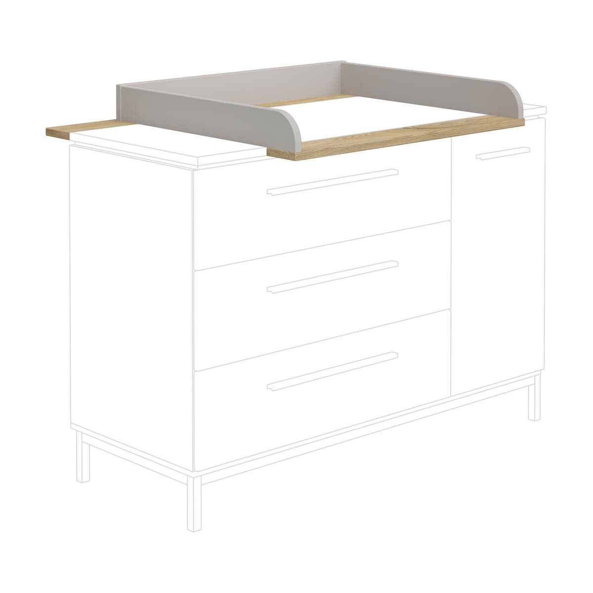 Wechselansatz breit, für Kommode 129 553 4 BENNE Paidi Eiche Montana Schiefergrau