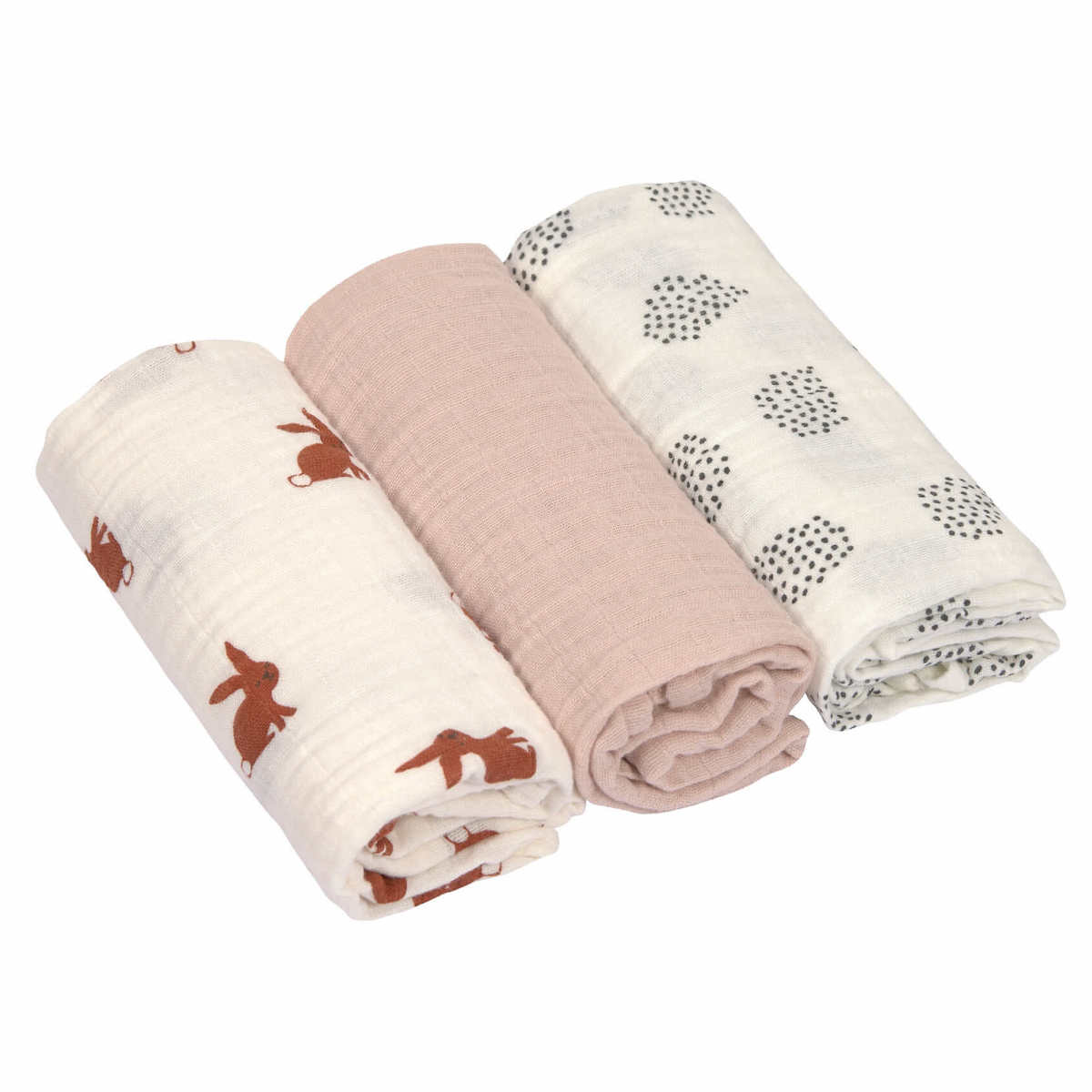 Wickel- & Schmusedecke M Little Forest Rabbit 3 Stück 60 x 60 Laessig
