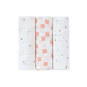 Wickel- & Spucktuch L GOTS Happy Fruits Pfirsich 3 Stück 85x85cm Laessig