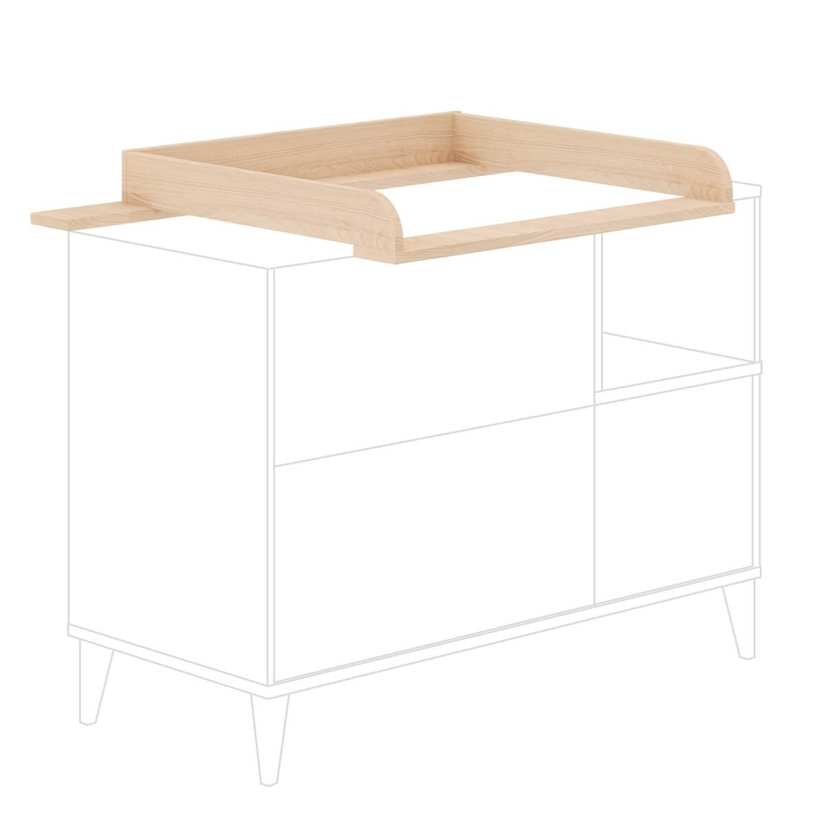 Wickelaufsatz für Kommode 1705222, skandinavische Holznachbildung MILA & BEN Paidi Skandinavisches Holz