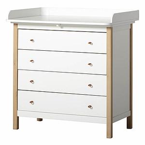 Wickelaufsatz Kommode 4 Schubladen WOOD Oliver Furniture weiß