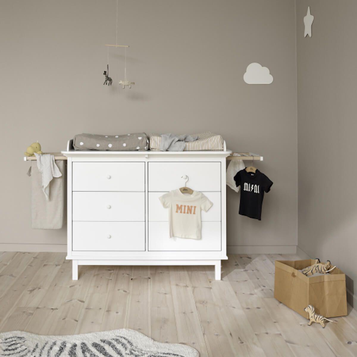 Wickelaufsatz Kommode 6 Schubladen WOOD Oliver Furniture weiß
