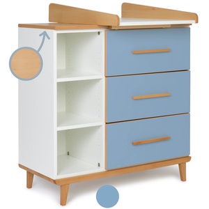 Wickelkommode 3 Schubladen 3 Nischen NADO Retro Buche capri blue
