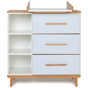 Wickelkommode 3 Schubladen 3 Nischen NADO Retro Buche sky blue
