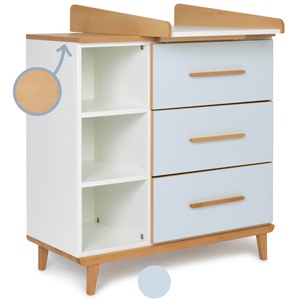 Wickelkommode 3 Schubladen 3 Nischen NADO Retro Buche sky blue