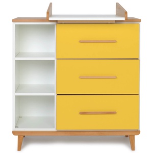 Wickelkommode 3 Schubladen 3 Nischen NADO Retro Buche sunshine yellow