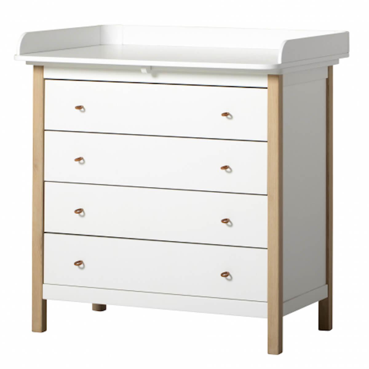 Wickelkommode 4 Schubladen WOOD Oliver Furniture weiß-Eiche
