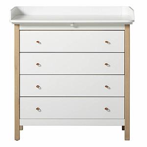 Wickelkommode 4 Schubladen WOOD Oliver Furniture weiß-Eiche
