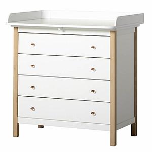 Wickelkommode 4 Schubladen WOOD Oliver Furniture weiß-Eiche