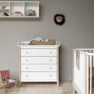 Wickelkommode 4 Schubladen WOOD Oliver Furniture weiß-Eiche
