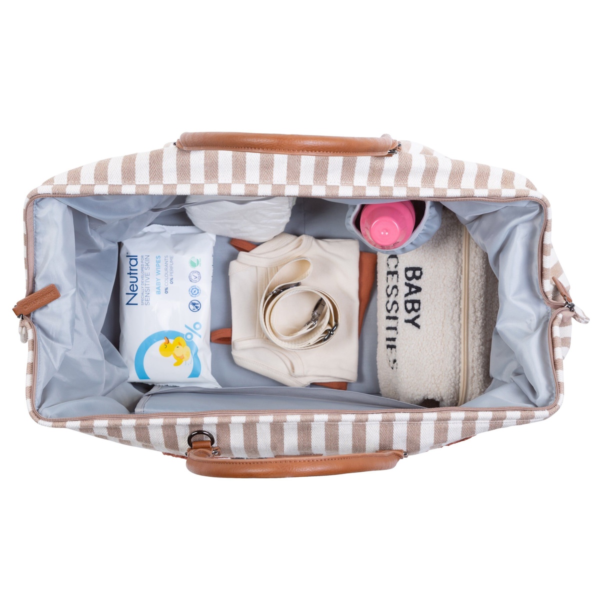 Wickeltasche MOMMY BAG STREIFEN Childhome nude terracotta