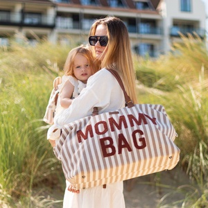 Wickeltasche MOMMY BAG STREIFEN Childhome nude terracotta