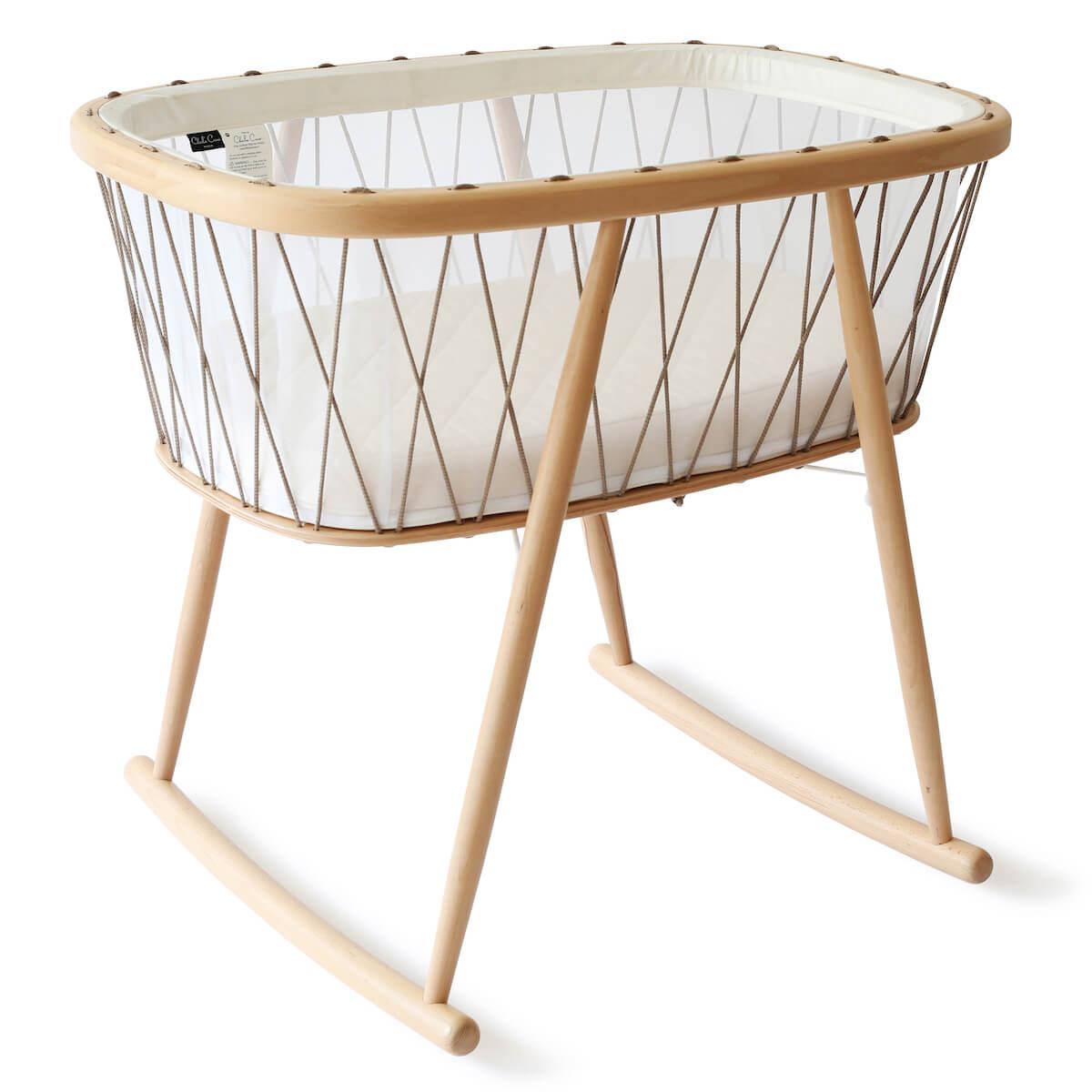 Wiege KUMI Kordel Haselnuss Charlie Crane Kokosmatratze