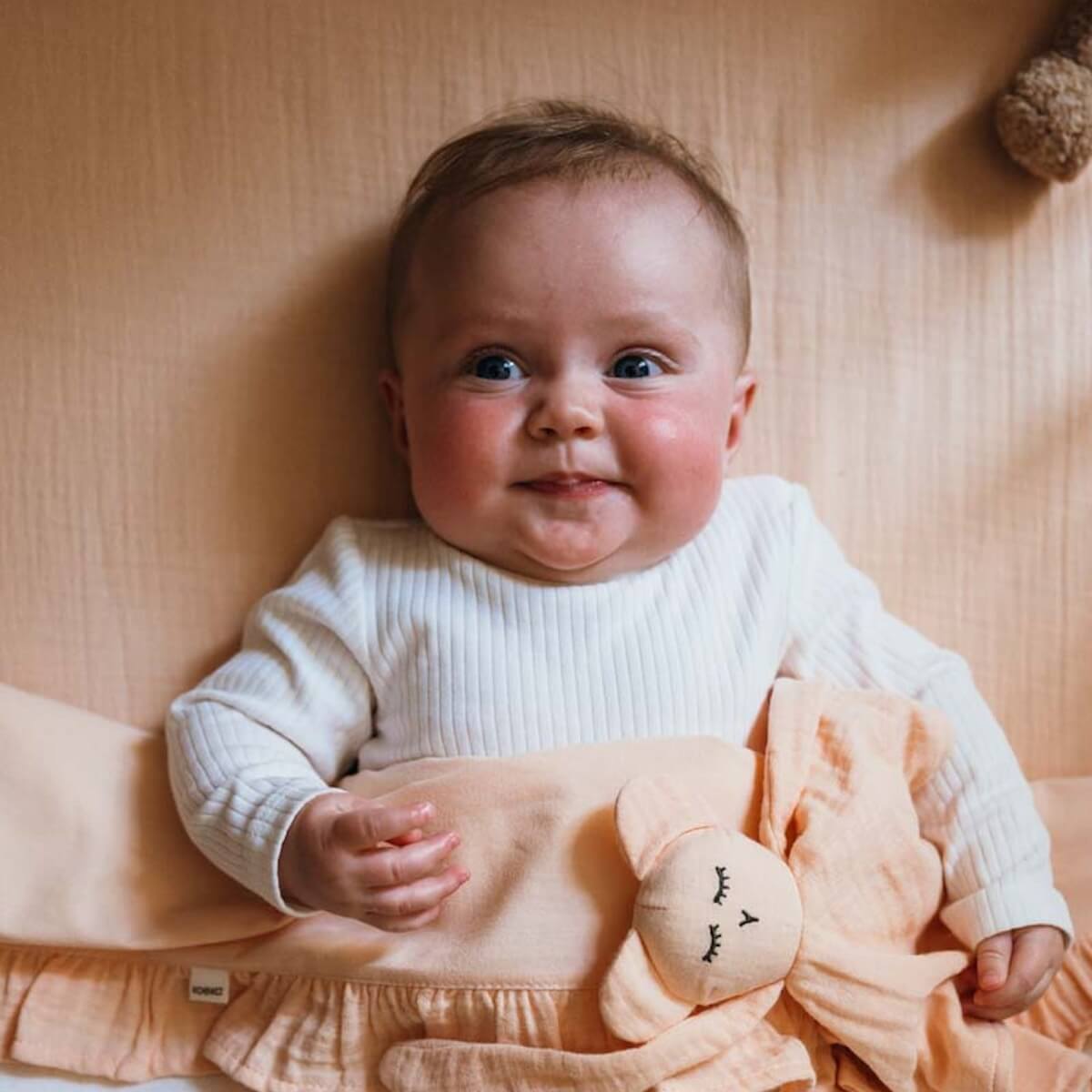 Wiegendecke aus Baumwoll-Fleece Malaga Koeka warm white