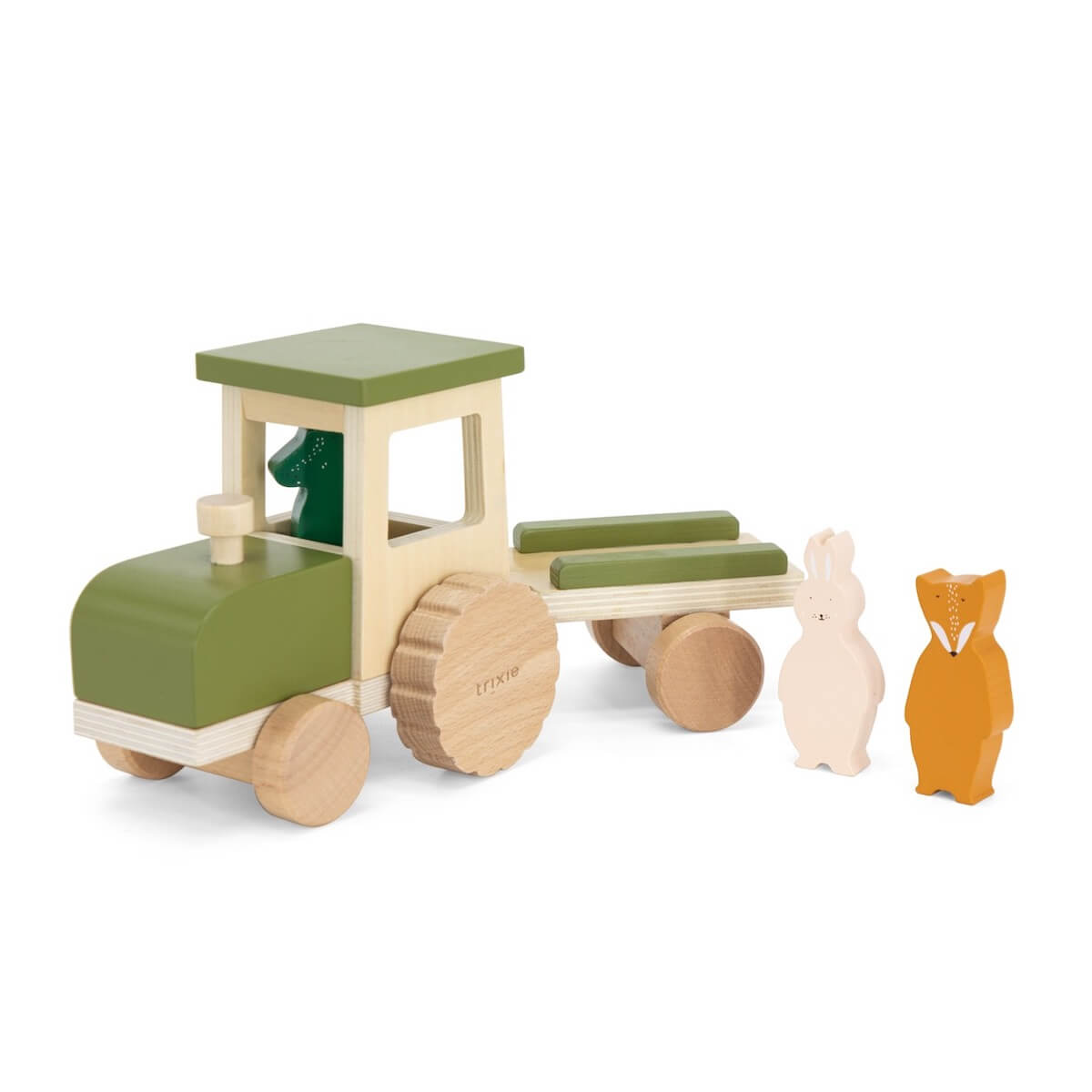 Wooden Tractor With Trailer Trixie