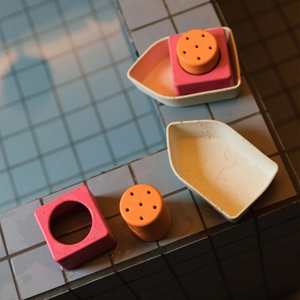 Zahnungswagen UPCYCLED BOAT Oli und Carol orange